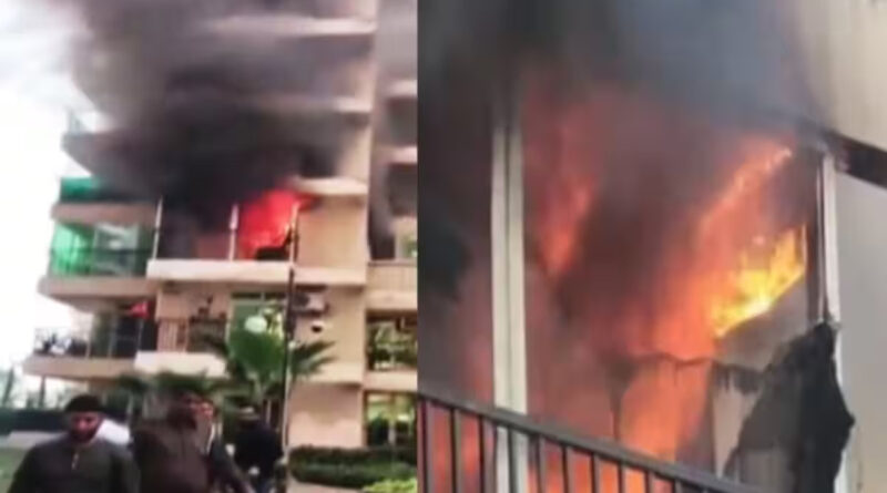 Huge fire broke out in Gaur city, panic in the area due to smoke; Video