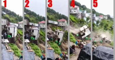 टिहरी में ताश के पत्तों की तरह ढहा मकान, रेस्टोरेंट खाली कराए गए