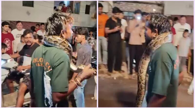 गले में अजगर डालकर सड़कों पर घूमा युवक, पोस्टमार्टम हाउस में घुसा तो मची अफरा-तफरी, जांच में जुटा वन विभाग